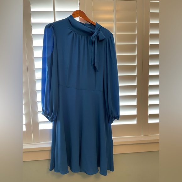 Maggie London Tie Neck Long Sleeve Fit and Flare Dress (plus size)  US 16 E - Picture 1 of 5